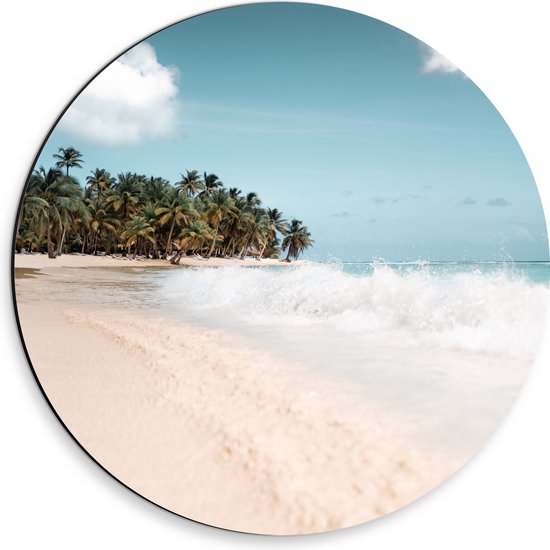 WallClassics - Dibond Muurcirkel - Govlen op een Tropisch Strand - 30x30 cm Foto op Aluminium Muurcirkel (met ophangsysteem)