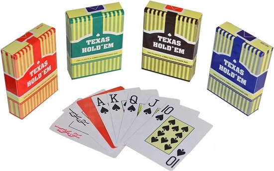 Thumbnail van een extra afbeelding van het spel Texas Hold'em - Professionele 100% plastic Pokerkaarten | 100% waterdicht | speelkaarten | kaartspel | poker | officiële afmetingen van pokerkaarten | Rood