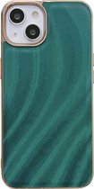 Mobigear Hoesje geschikt voor Apple iPhone 14 Telefoonhoesje Hardcase | Mobigear Wavy Backcover | iPhone 14 Case | Back Cover - Groen