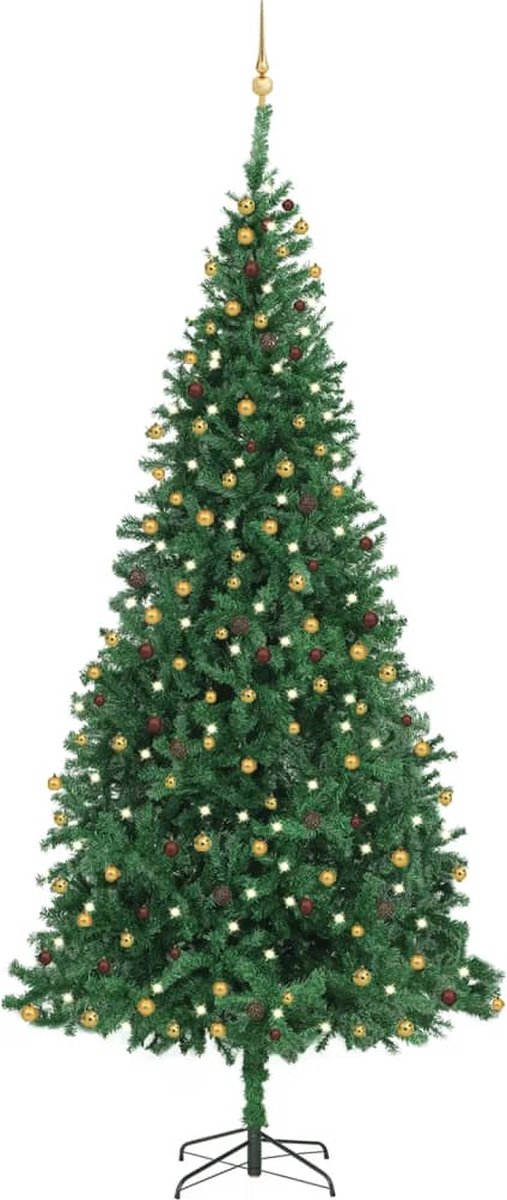 Prolenta Premium - Kunstkerstboom met LED's en kerstballen 300 cm groen
