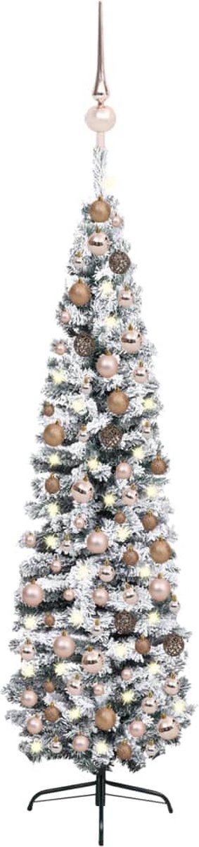 Prolenta Premium - Kunstkerstboom met LED's en kerstballen smal 240 cm groen