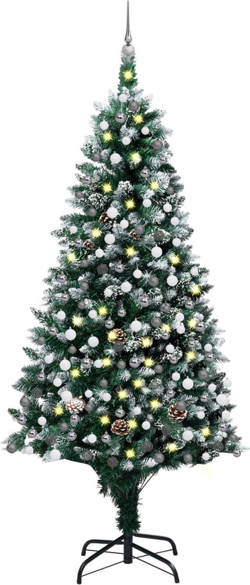 Prolenta Premium - Kunstkerstboom met LED's, kerstballen en dennenappels 240 cm