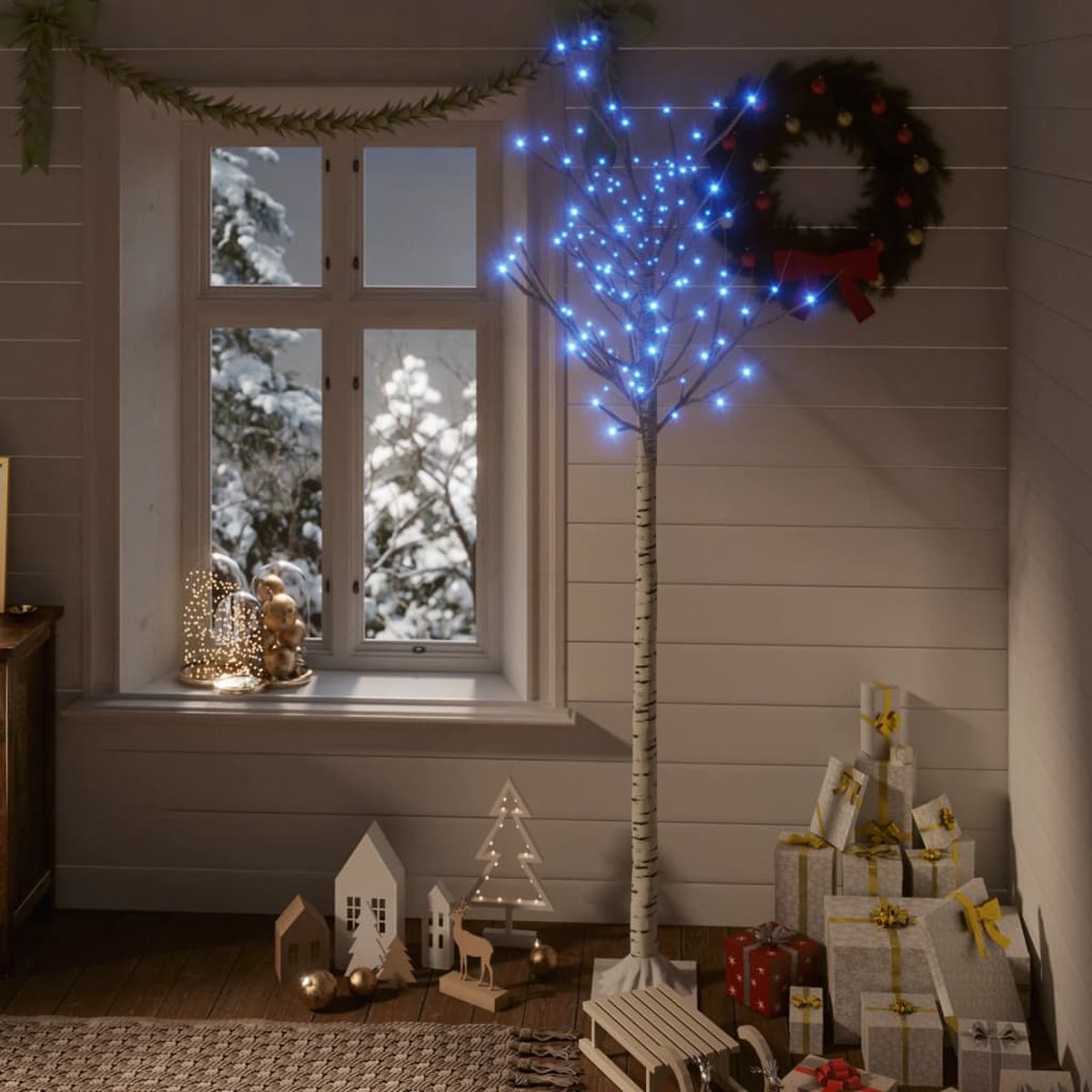Prolenta Premium - Kerstboom wilg met 180 LED's binnen en buiten 1,8 m blauw