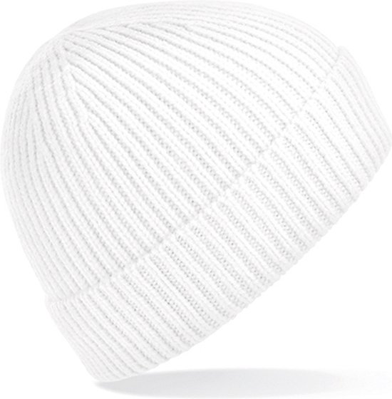 Beechfield 'Knit Ribbed Beanie' Wit