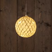 Glass Ball White Glass With Gold 15Cm/15Led Classic WaAnna's Collec...