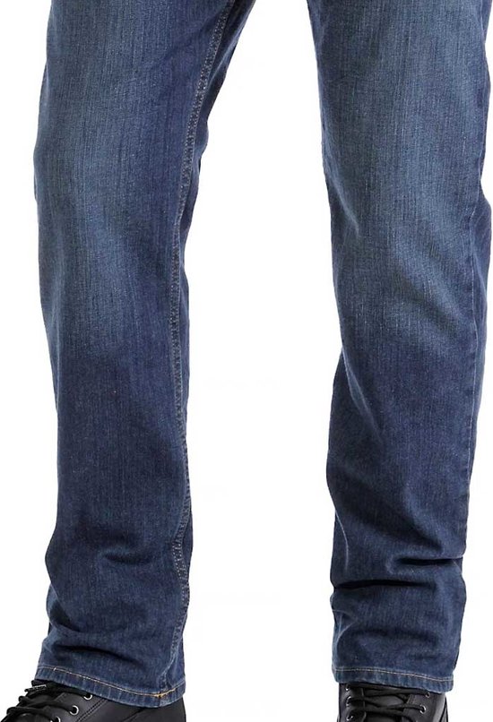 Spijkerbroek van donker denim, gedeeltelijke voorkant.