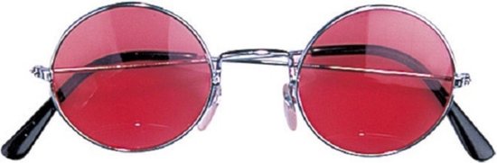 Widmann - Party zonnebril - Hippie Flower Power Sixties - ronde glazen - rood