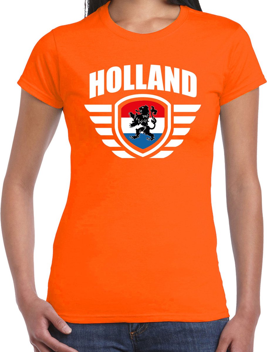 Holland landen / voetbal t-shirt - oranje - dames - voetbal liefhebber S