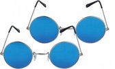 Flower power - blauwe - set van 2 - zonnebrillen - ronde glazen - hippie - feest
