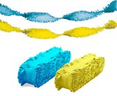 Folat versiering slingers combi set blauw/geel 24 meter crepe papier