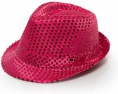 Partychimp Trilby hoed met pailletten - roze - glitter - Toppers