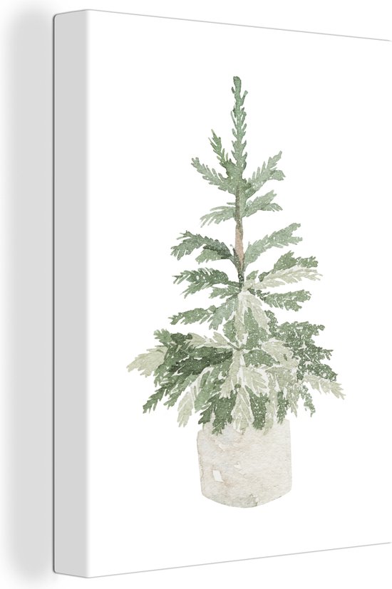 Canvas Schilderij Kerstboom - Kerst - Feest - 60x80 cm - Wanddecoratie