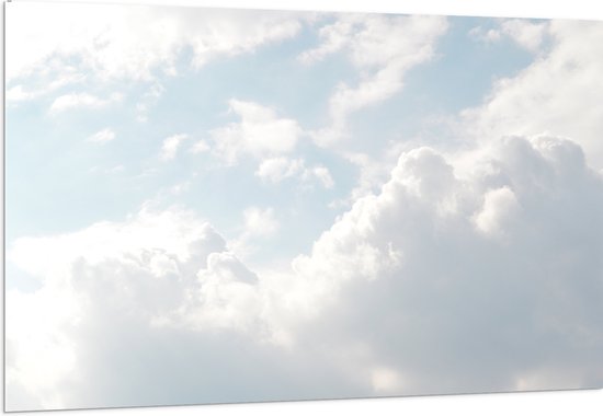 WallClassics - Acrylglas - Grote Witte Wolken in de Lucht - 150x100 cm Foto op Acrylglas (Wanddecoratie op Acrylaat)