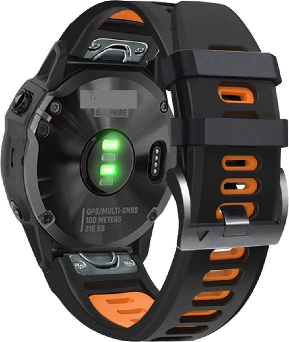 Voor Garmin Fenix 7x 26mm Silicone Sports Two-Color Watch Band (Black+Orange)