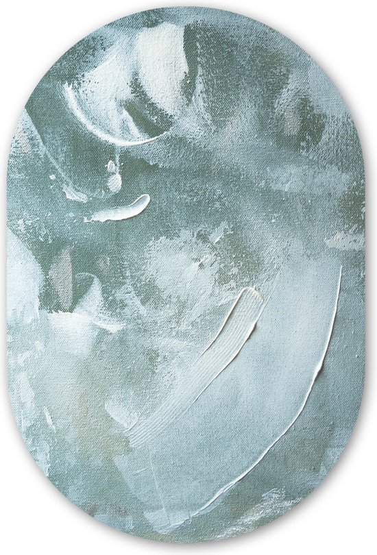 Muurovaal - Kunststof Wanddecoratie - Ovalen Schilderij - Acrylverf - Abstract - Design - 40x60 cm - Ovale spiegel vorm op kunststof