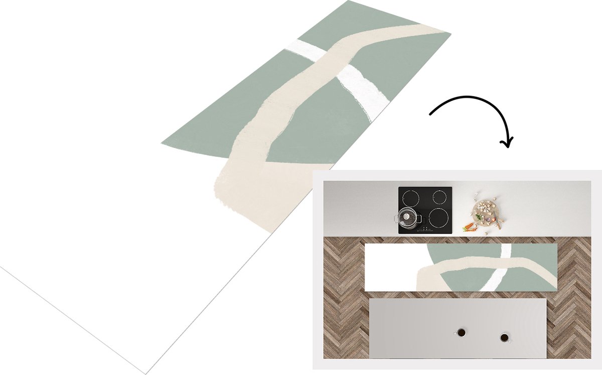 KitchenYeah Keukenloper - Loper keuken - Minimalisme - Pastel - Design - 240x60 cm - Keukenloper vinyl Multicolor
