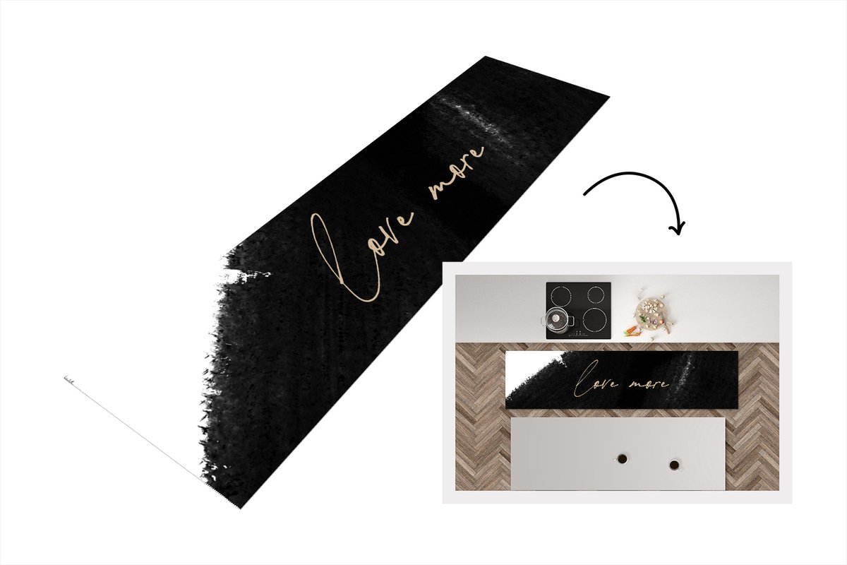 KitchenYeah Keukenloper - Loper keuken - Tekst - Abstract - Love more - Quotes - 240x60 cm - Keukenloper vinyl Multicolor