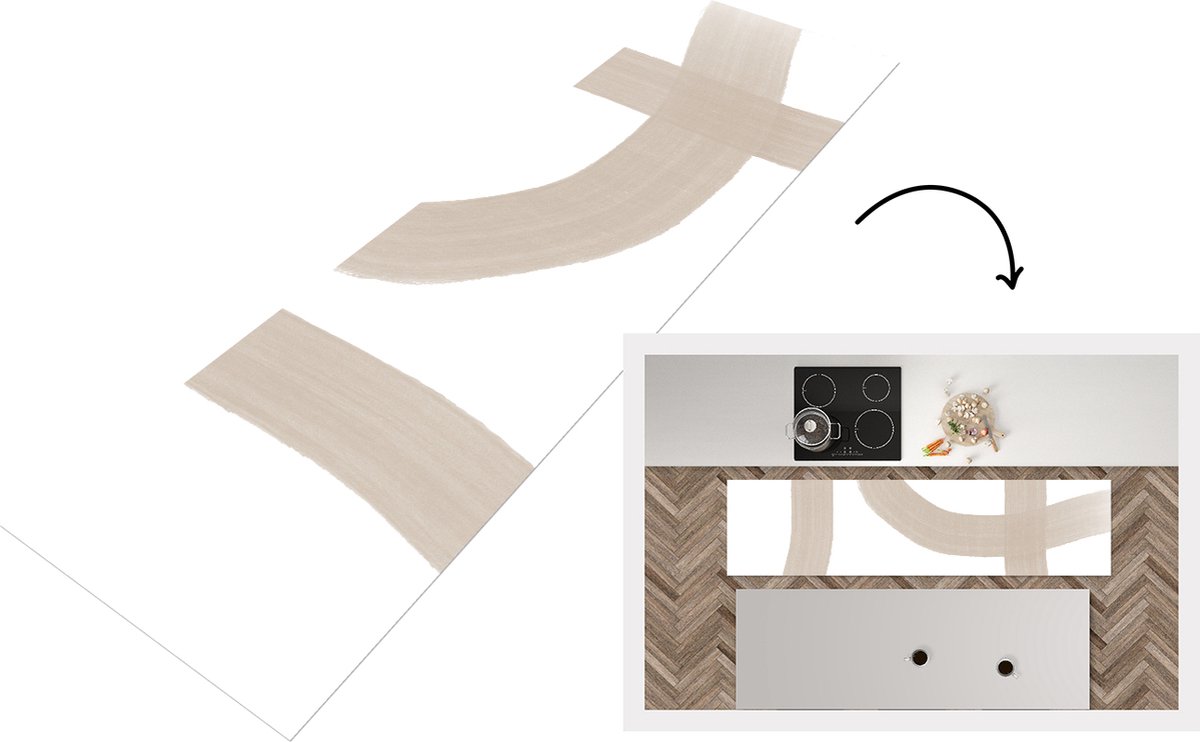 KitchenYeah Keukenloper - Loper keuken - Abstract - Pastel - Design - 240x60 cm - Keukenloper vinyl Multicolor