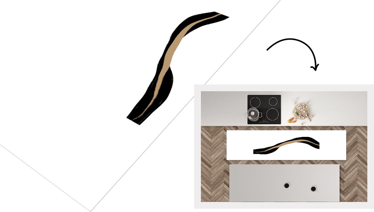 KitchenYeah Keukenloper - Loper keuken - Lijn - Zwart - Design - Keukenloper vinyl, foto 4