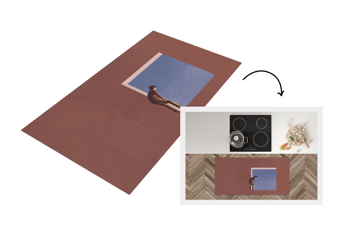 KitchenYeah Keukenloper - Loper keuken - Man - Vintage - Design - 120x60 cm - Keukenloper vinyl Multicolor