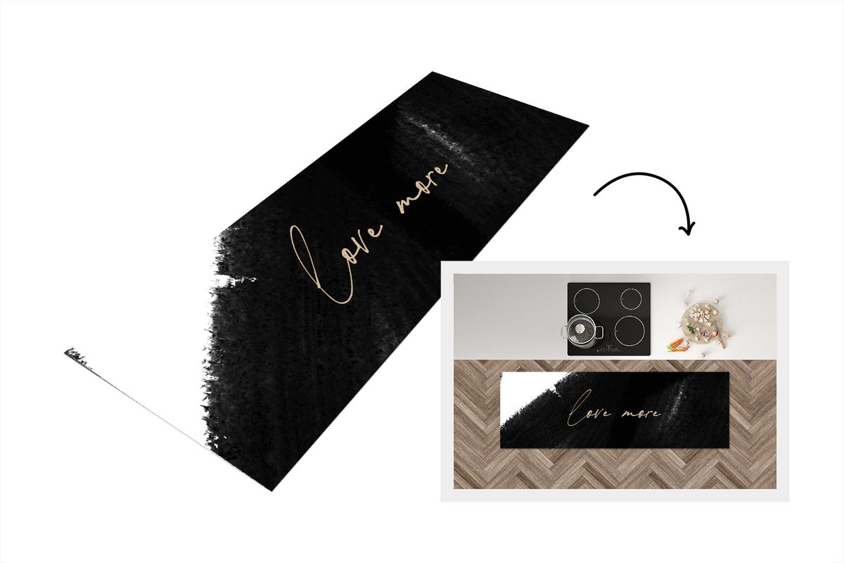Keukenloper - Loper keuken - Tekst - Abstract - Love more - Quotes - 150x50 cm - Keukenlop