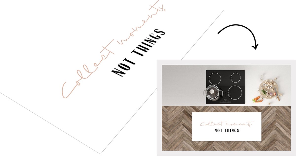 KitchenYeah Keukenloper - Loper keuken - Tekst - Collect moments not things - Quotes - 120x50 cm - Keukenloper vinyl Multicolor