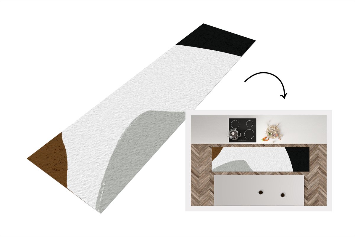 KitchenYeah Keukenloper - Loper keuken - Minimalisme - Design - Vormen - 200x50 cm - Keukenloper vinyl Multicolor