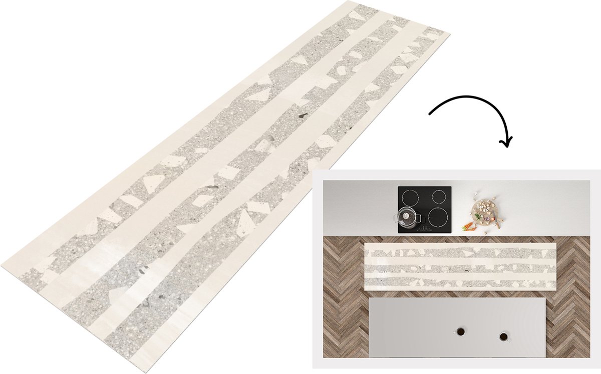 KitchenYeah Keukenloper - Loper keuken - Terrazzo - Terras - Pastel - 240x60 cm - Keukenloper vinyl Multicolor