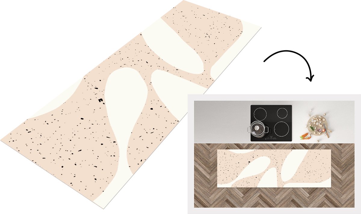 KitchenYeah Keukenloper - Loper keuken - Planten - Abstract - Roze - Pastel - 150x50 cm - Keukenloper vinyl Multicolor