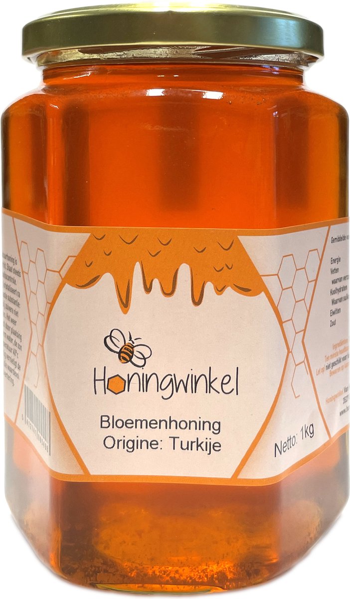 Bloemenhoning vloeibaar 1kg Honingwinkel Vloeibare Honing in een Honingpot