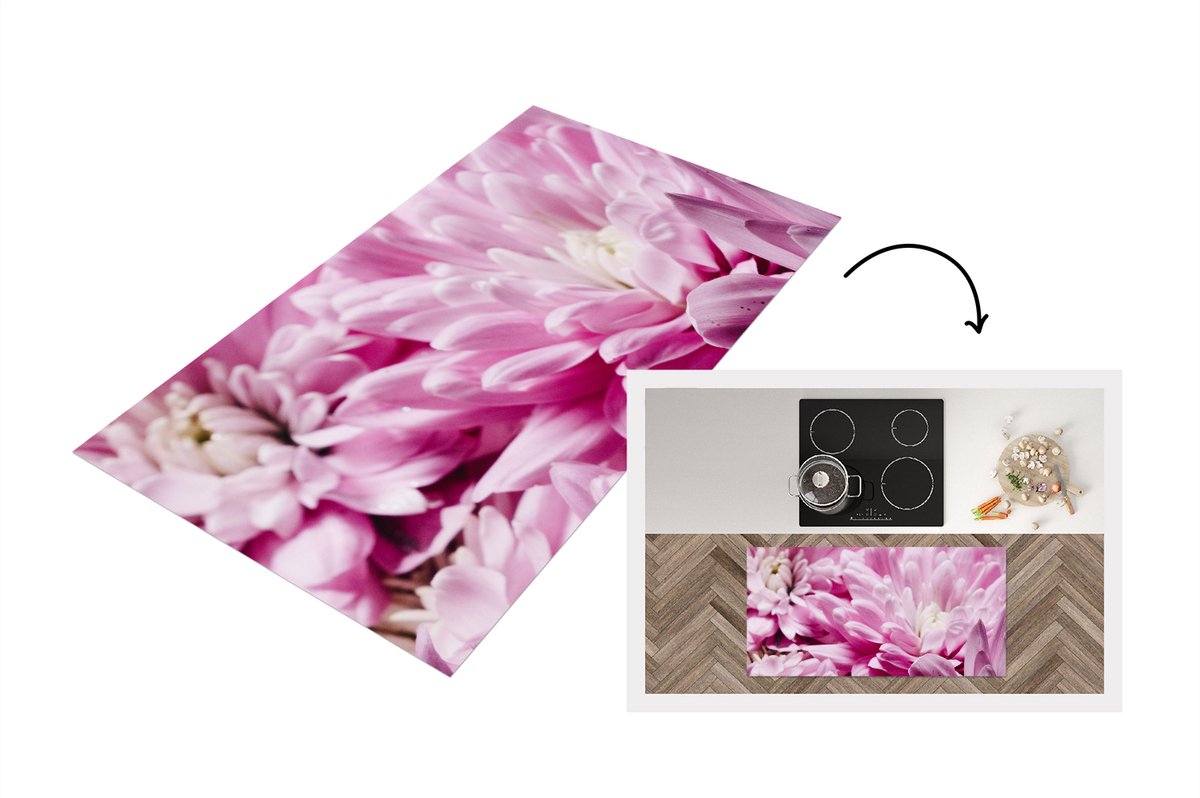 KitchenYeah Keukenloper - Loper keuken - Bloemen - Roze - Natuur - 120x60 cm - Keukenloper vinyl Multicolor