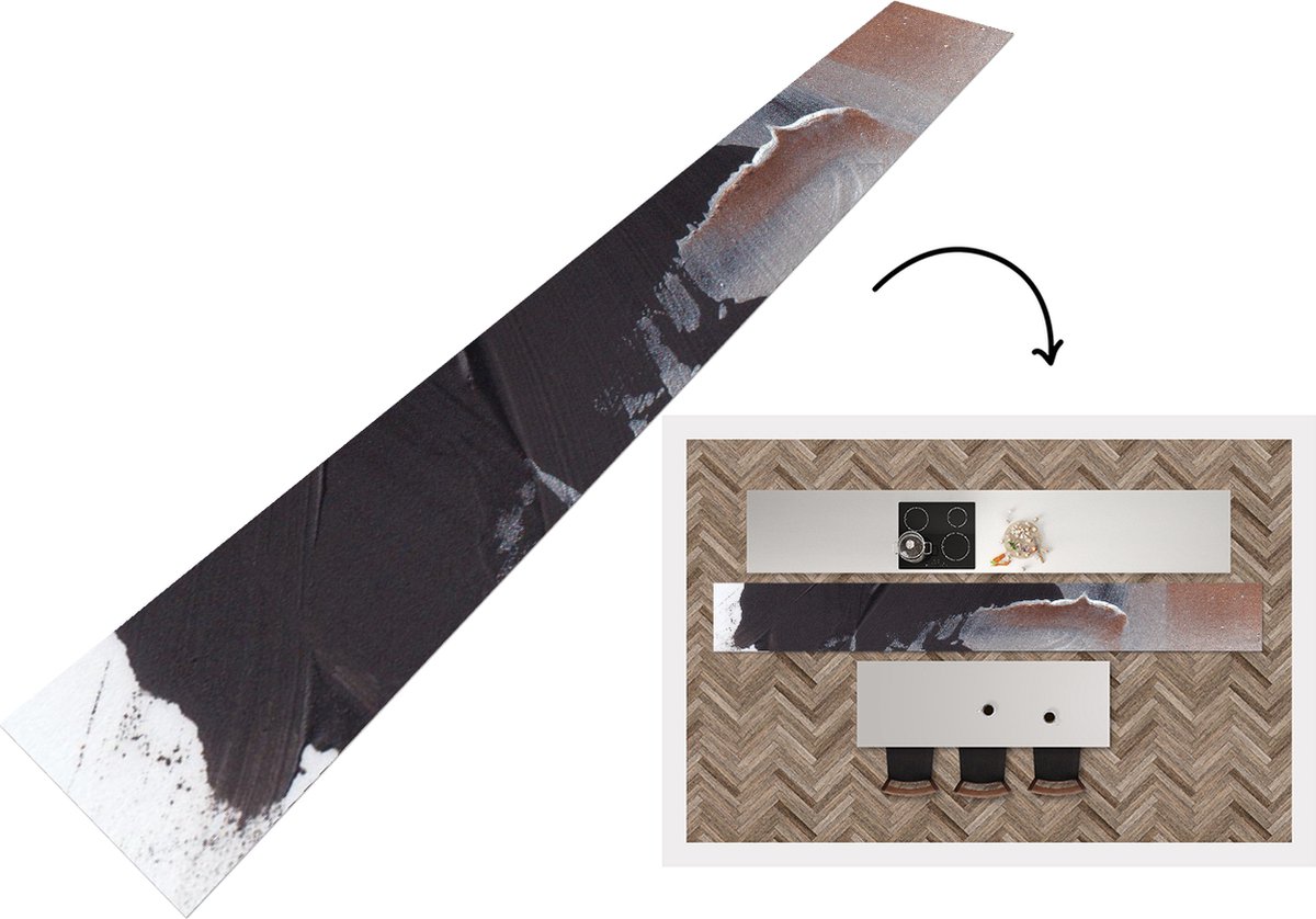 KitchenYeah Keukenloper - Loper keuken - Abstract - Verf - Goud - Keukenloper vinyl, foto 4