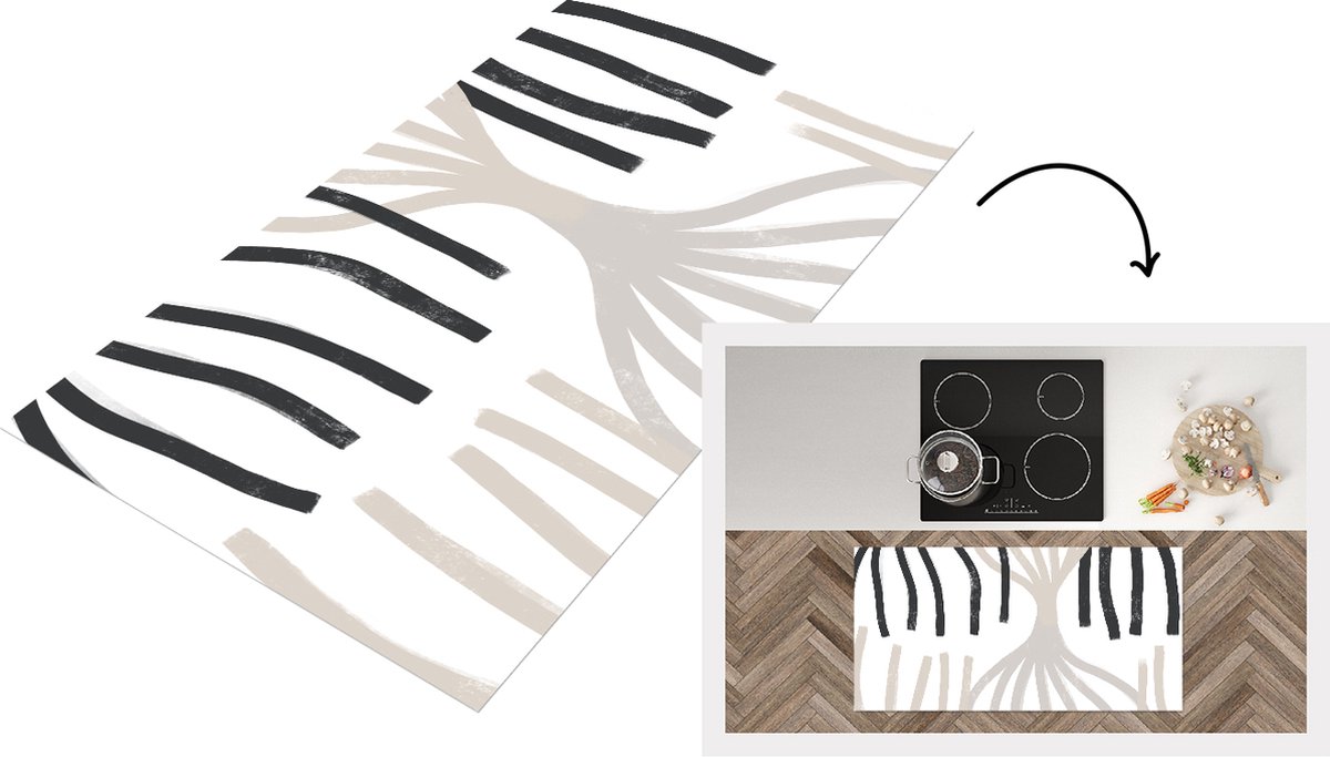 KitchenYeah Keukenloper - Loper keuken - Lijn - Pastel - Abstract - Patronen - 120x60 cm - Keukenloper vinyl Multicolor