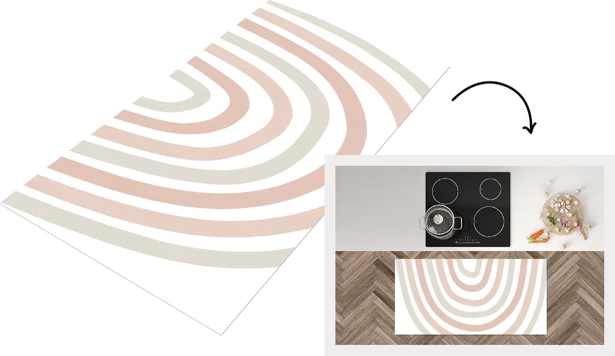KitchenYeah Keukenloper - Loper keuken - Regenboog - Design - Pastel - 120x60 cm - Keukenloper vinyl Multicolor