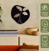 Organische Wanddecoratie - Kunststof Muurdecoratie- Organisch Schilderij - Bladeren - Goud - Luxe- 40x40 cm - Asymmetrische spiegel vorm op kunststof