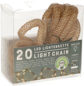 Set de 2x guirlandes lumineuses sur corde - 320 cm - 20 micro LED - blanc chaud - sur batt.