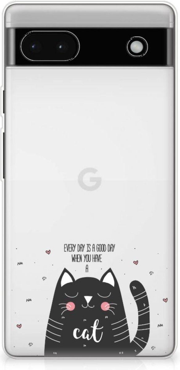 Google Pixel 6A Telefoonhoesje met Naam Cat Good Day