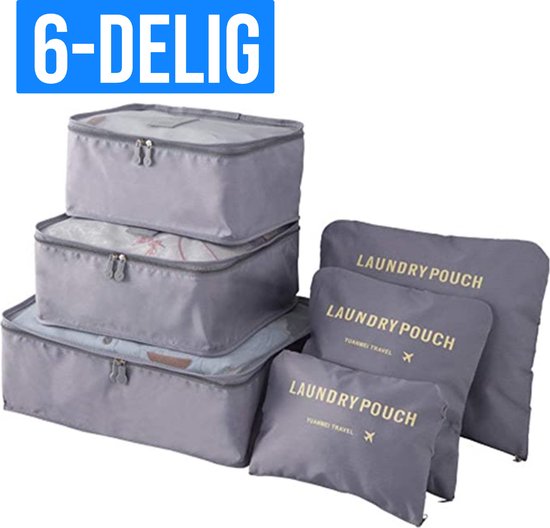 Packing Cubes - 6 Delig - Bagage Organizers - Kleding Organizer - Koffer Organizer Set - Koffer Organizer Set - Compression Cube - Grijs