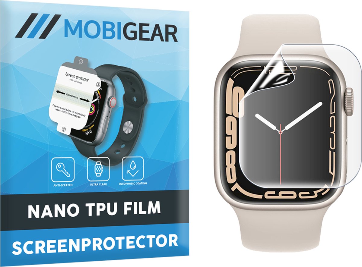 Mobigear Screenprotector geschikt voor Apple Watch - 41 mm Hydrogel TPU | Mobigear Screenprotector - Case Friendly
