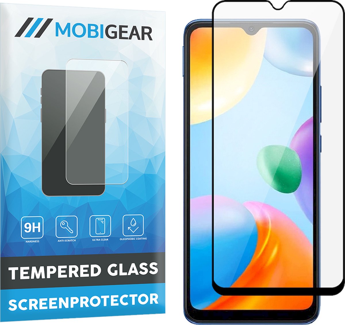 Mobigear Screenprotector geschikt voor Xiaomi Redmi 10C Glazen | Mobigear Premium Screenprotector - Case Friendly - Zwart