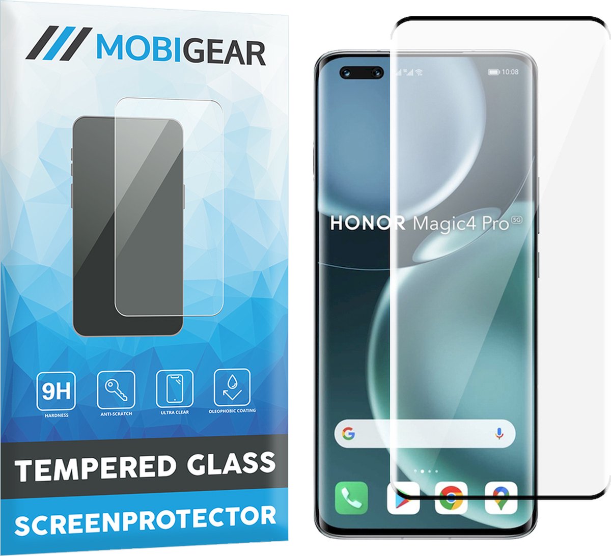 Mobigear Screenprotector geschikt voor HONOR Magic 4 Pro Glazen | Mobigear Premium Screenprotector - Case Friendly - Zwart