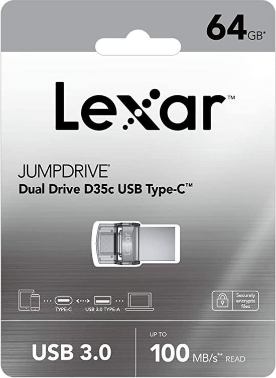 Lexar USB Stick 64 GB Dual Type-C en Type-A USB 3.0 | bol.com