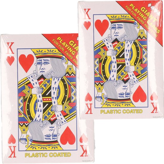 Afbeelding van het spel XL speelkaarten - 2x pakjes - rood - 17 x 12 cm