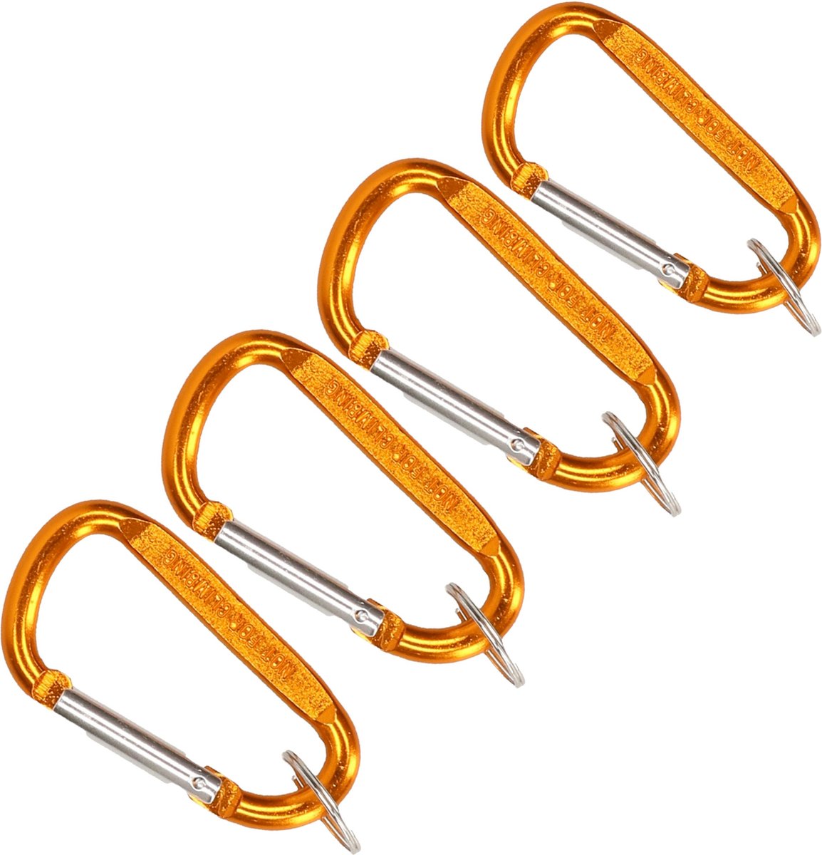 Trendoz Karabijnhaak sleutelhanger - 4x - metaal - geel goud - 8 cm