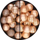 Decoris Kerstballen - kunststof - 30x stuks - lichtbruin - 3 en 4 cm
