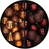 Kunststof kerstballen -28x st. - bruin tinten -3 cm - kunststof