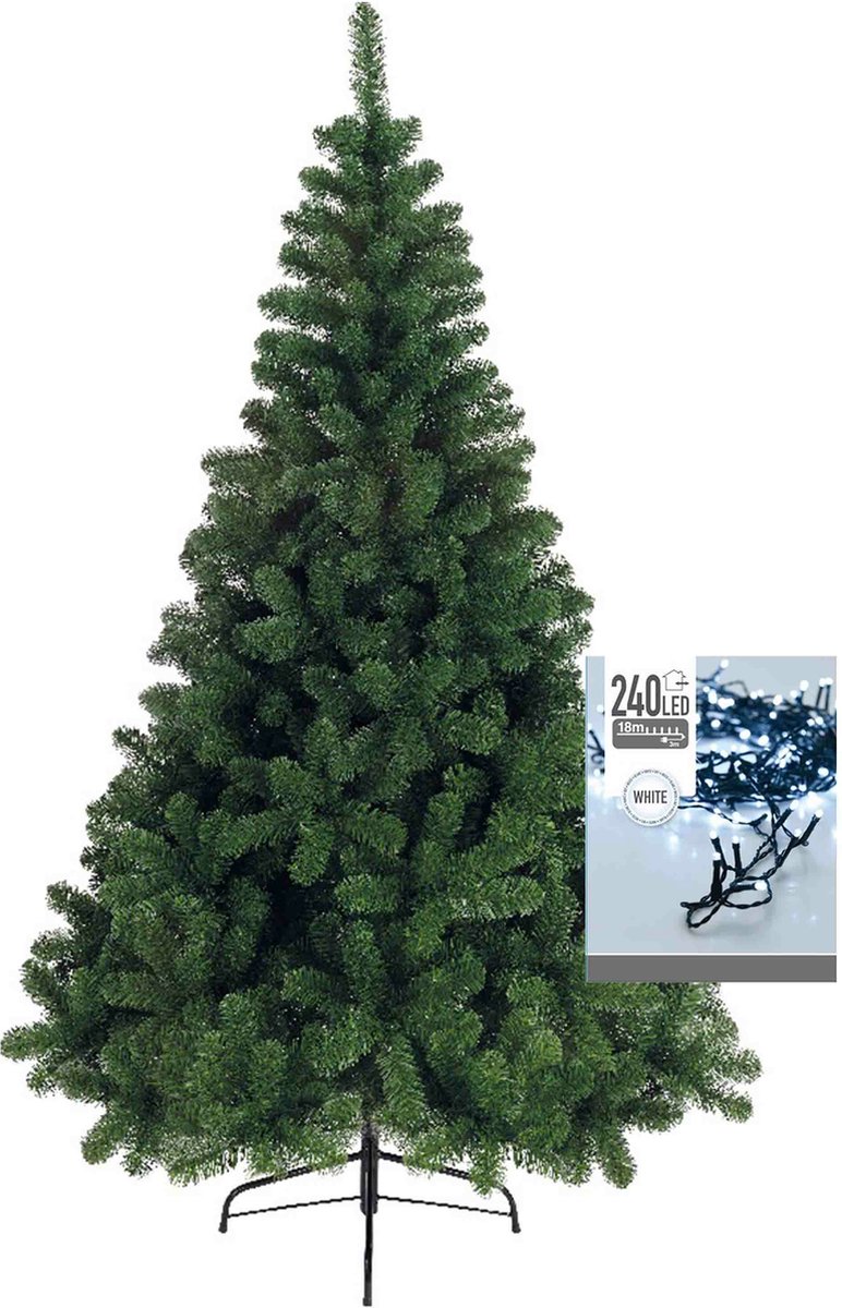 Kerstboom H180 cm - met kerstverlichting - helder wit - 18 m -240 leds