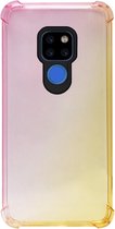 ADEL Siliconen Back Cover Softcase Hoesje Geschikt voor Huawei Mate 20 - Kleurovergang Roze Geel