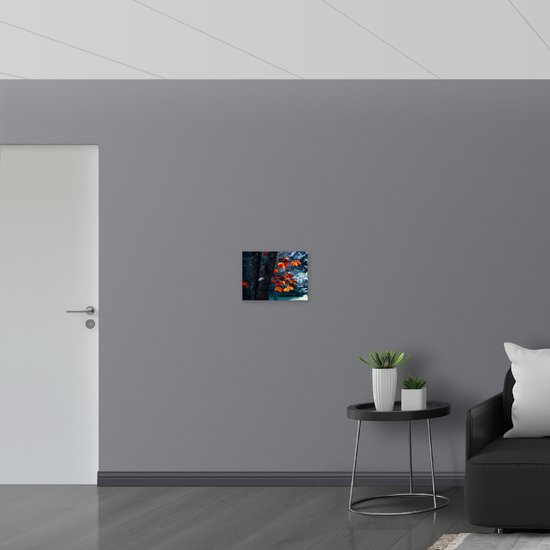 WallClassics - Feuille de Mousse PVC - Feuilles d'Automne sur un Tronc d'Arbre Fin - Photo 40x30 cm sur Feuille de Mousse PVC