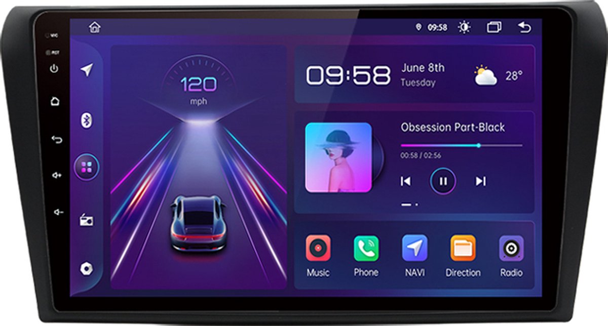 Mazda 3 2003-2009 Android 10 navigatie autoradio wifi bluetooth usb - Merkloos